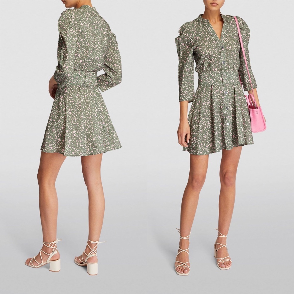 Maje multi rose floral belted puff sleeve mini dress FINAL PRICE NO OFFERS - Picture 6 of 11